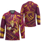 Brisbane Broncos Rugby Hockey Jersey Fierce Mascot Geometric Tribal Art