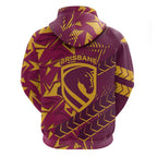 Brisbane Broncos Rugby Hoodie Fierce Mascot Geometric Tribal Art