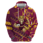 Brisbane Broncos Rugby Hoodie Fierce Mascot Geometric Tribal Art
