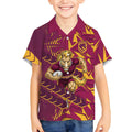 Brisbane Broncos Rugby Kid Hawaiian Shirt Fierce Mascot Geometric Tribal Art