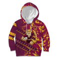 Brisbane Broncos Rugby Kid Hoodie Fierce Mascot Geometric Tribal Art
