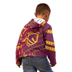 Brisbane Broncos Rugby Kid Hoodie Fierce Mascot Geometric Tribal Art