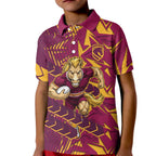 Brisbane Broncos Rugby Kid Polo Shirt Fierce Mascot Geometric Tribal Art