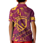 Brisbane Broncos Rugby Kid Polo Shirt Fierce Mascot Geometric Tribal Art