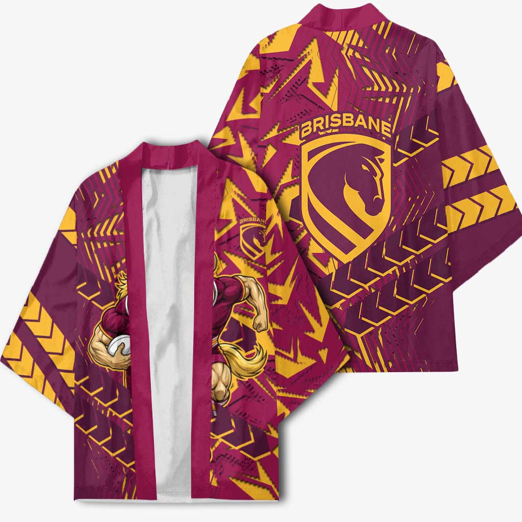 Brisbane Broncos Rugby Kimono Fierce Mascot Geometric Tribal Art