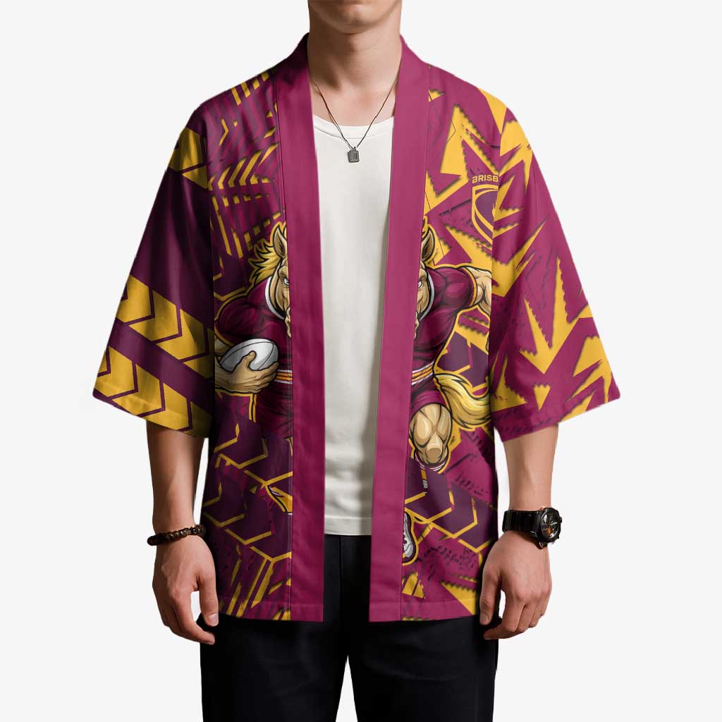 Brisbane Broncos Rugby Kimono Fierce Mascot Geometric Tribal Art