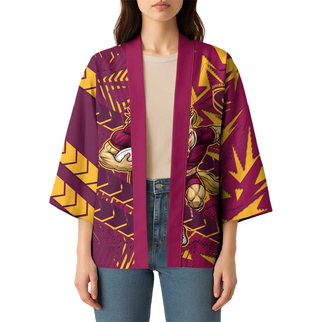 Brisbane Broncos Rugby Kimono Fierce Mascot Geometric Tribal Art