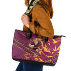 Brisbane Broncos Rugby Leather Tote Bag Fierce Mascot Geometric Tribal Art