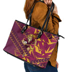 Brisbane Broncos Rugby Leather Tote Bag Fierce Mascot Geometric Tribal Art