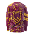 Brisbane Broncos Rugby Long Sleeve Shirt Fierce Mascot Geometric Tribal Art