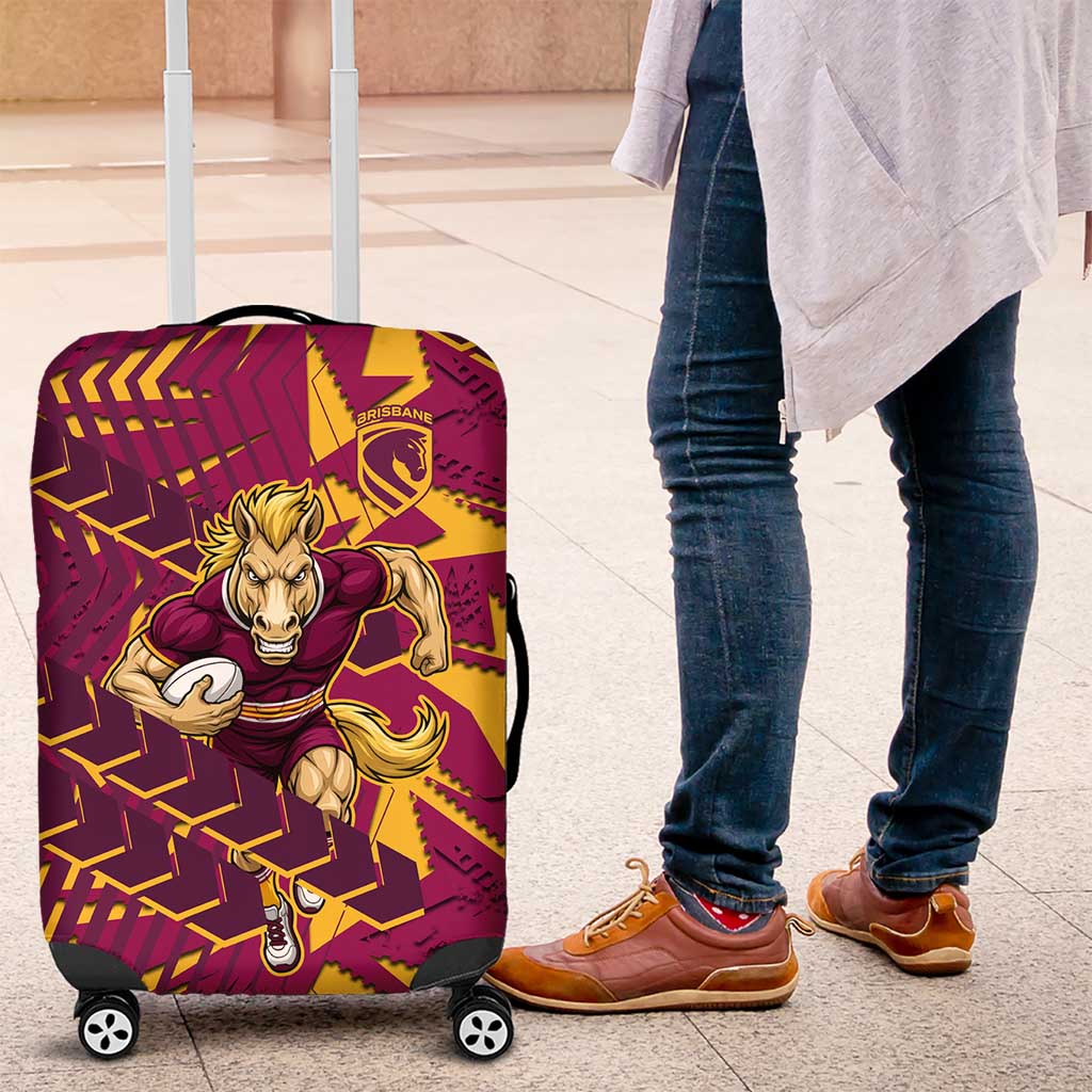 Brisbane Broncos Rugby Luggage Cover Fierce Mascot Geometric Tribal Art