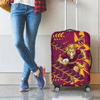 Brisbane Broncos Rugby Luggage Cover Fierce Mascot Geometric Tribal Art
