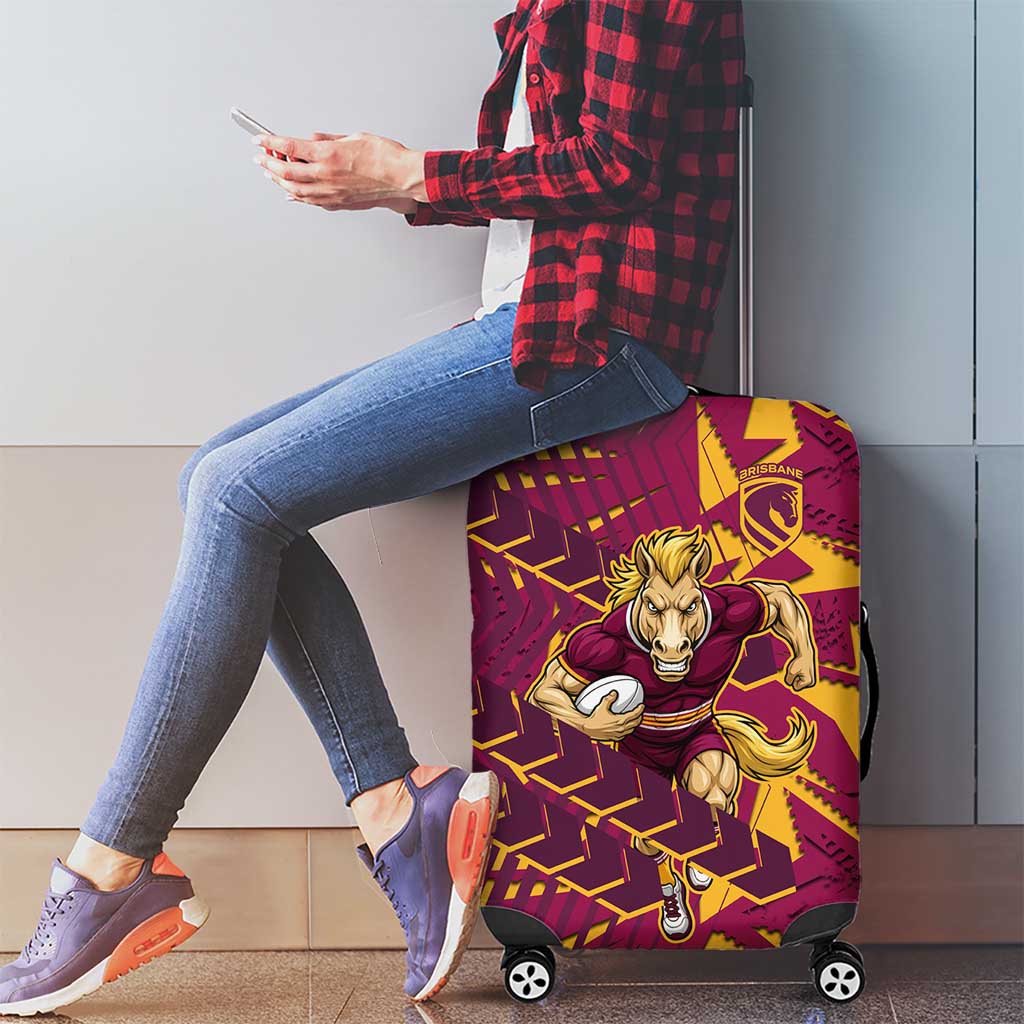 Brisbane Broncos Rugby Luggage Cover Fierce Mascot Geometric Tribal Art