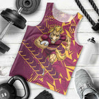 Brisbane Broncos Rugby Men Tank Top Fierce Mascot Geometric Tribal Art