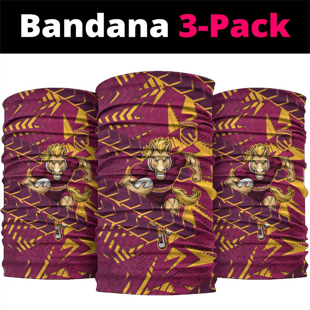 Brisbane Broncos Rugby Neck Gaiter Fierce Mascot Geometric Tribal Art