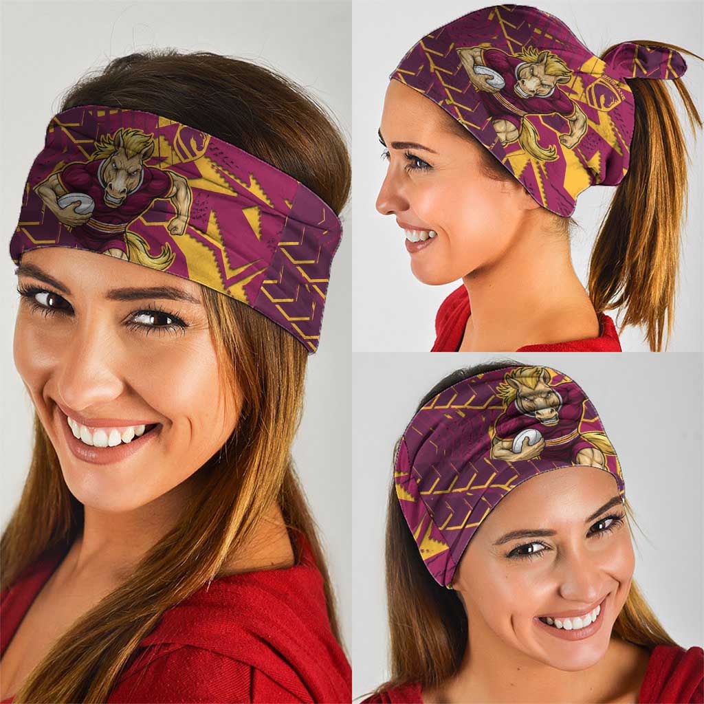 Brisbane Broncos Rugby Neck Gaiter Fierce Mascot Geometric Tribal Art