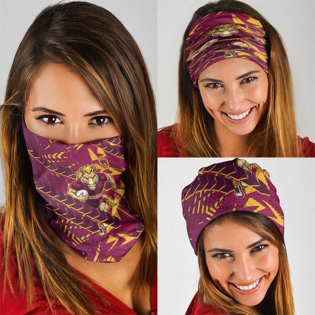 Brisbane Broncos Rugby Neck Gaiter Fierce Mascot Geometric Tribal Art