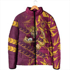 Brisbane Broncos Rugby Padded Jacket Fierce Mascot Geometric Tribal Art