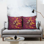 Brisbane Broncos Rugby Pillow Cover Fierce Mascot Geometric Tribal Art