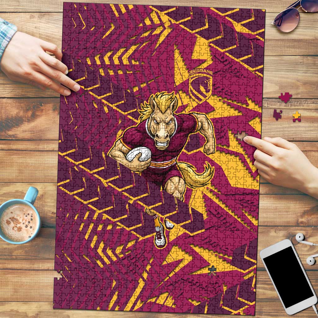 Brisbane Broncos Rugby Puzzle Fierce Mascot Geometric Tribal Art