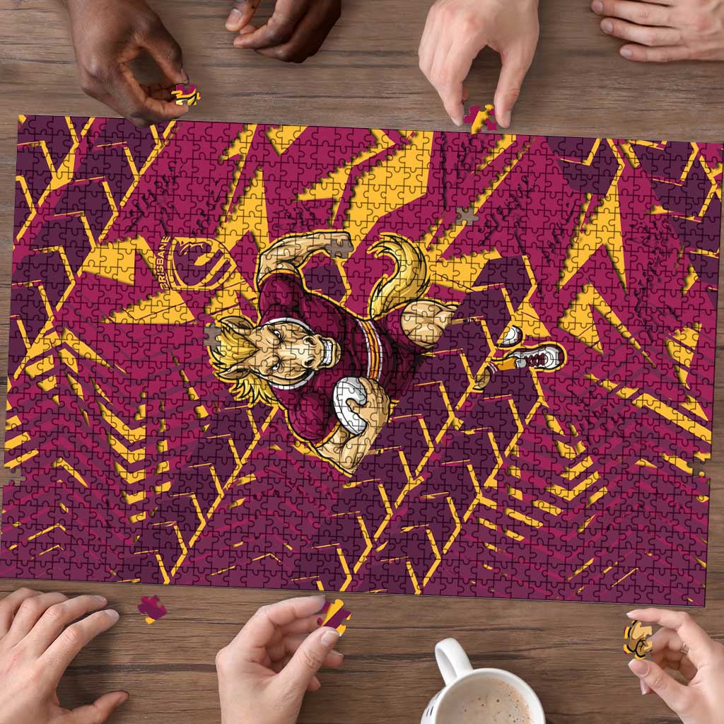 Brisbane Broncos Rugby Puzzle Fierce Mascot Geometric Tribal Art
