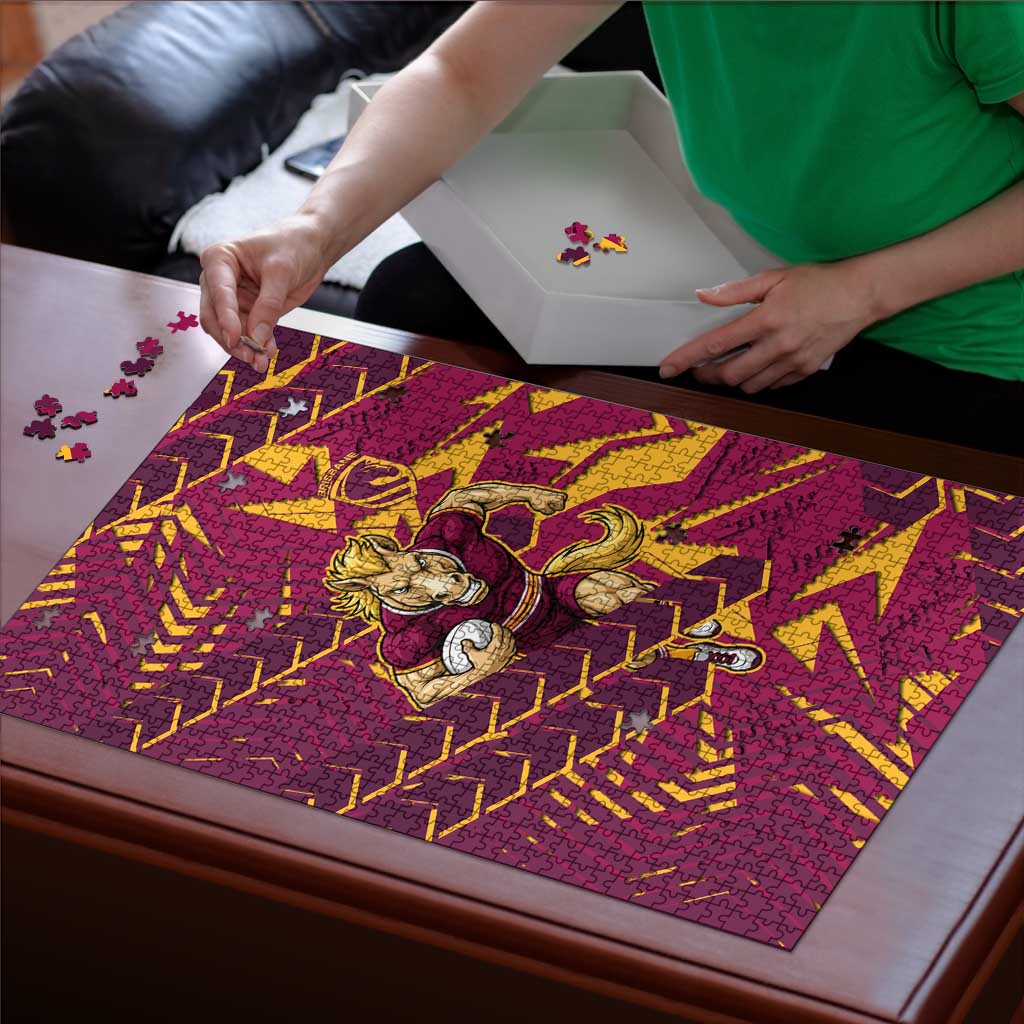 Brisbane Broncos Rugby Puzzle Fierce Mascot Geometric Tribal Art