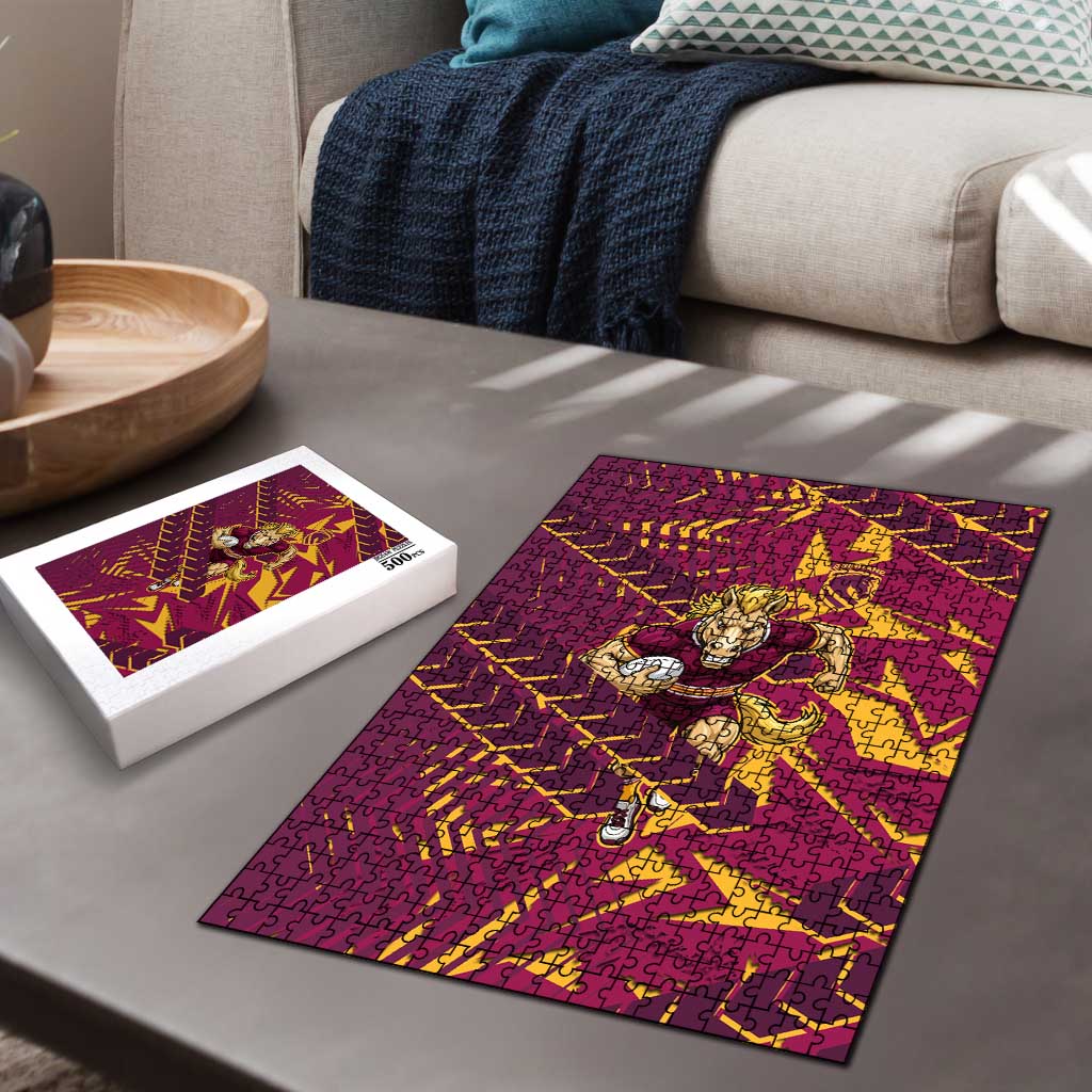 Brisbane Broncos Rugby Puzzle Fierce Mascot Geometric Tribal Art