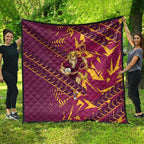Brisbane Broncos Rugby Quilt Fierce Mascot Geometric Tribal Art