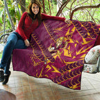Brisbane Broncos Rugby Quilt Fierce Mascot Geometric Tribal Art