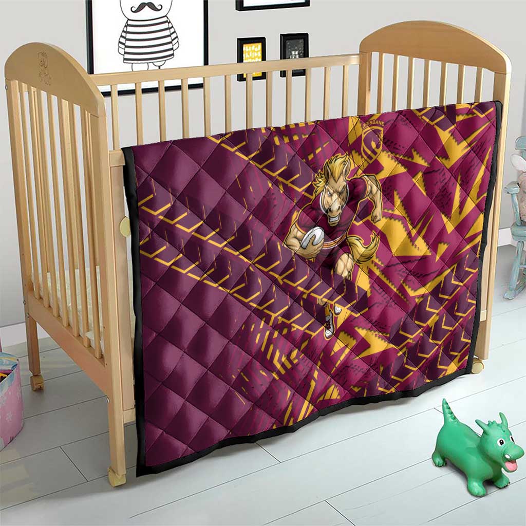Brisbane Broncos Rugby Quilt Fierce Mascot Geometric Tribal Art