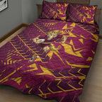 Brisbane Broncos Rugby Quilt Bed Set Fierce Mascot Geometric Tribal Art