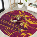 Brisbane Broncos Rugby Round Carpet Fierce Mascot Geometric Tribal Art