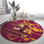 Brisbane Broncos Rugby Round Carpet Fierce Mascot Geometric Tribal Art