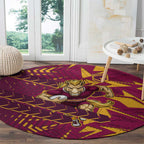 Brisbane Broncos Rugby Round Carpet Fierce Mascot Geometric Tribal Art