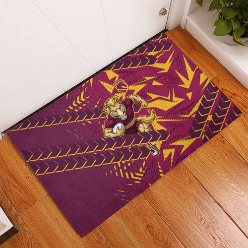 Brisbane Broncos Rugby Rubber Doormat Fierce Mascot Geometric Tribal Art