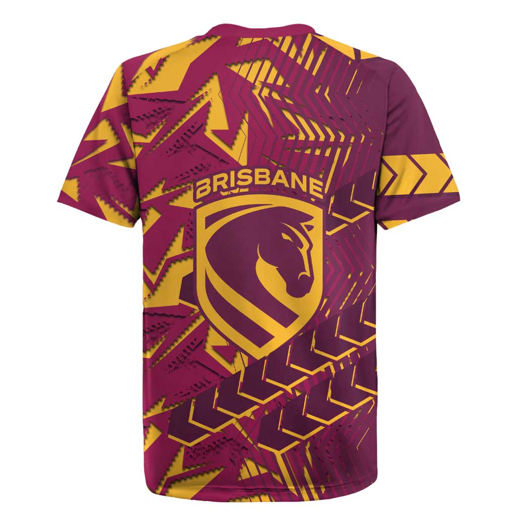 Brisbane Broncos Rugby Rugby Jersey Fierce Mascot Geometric Tribal Art