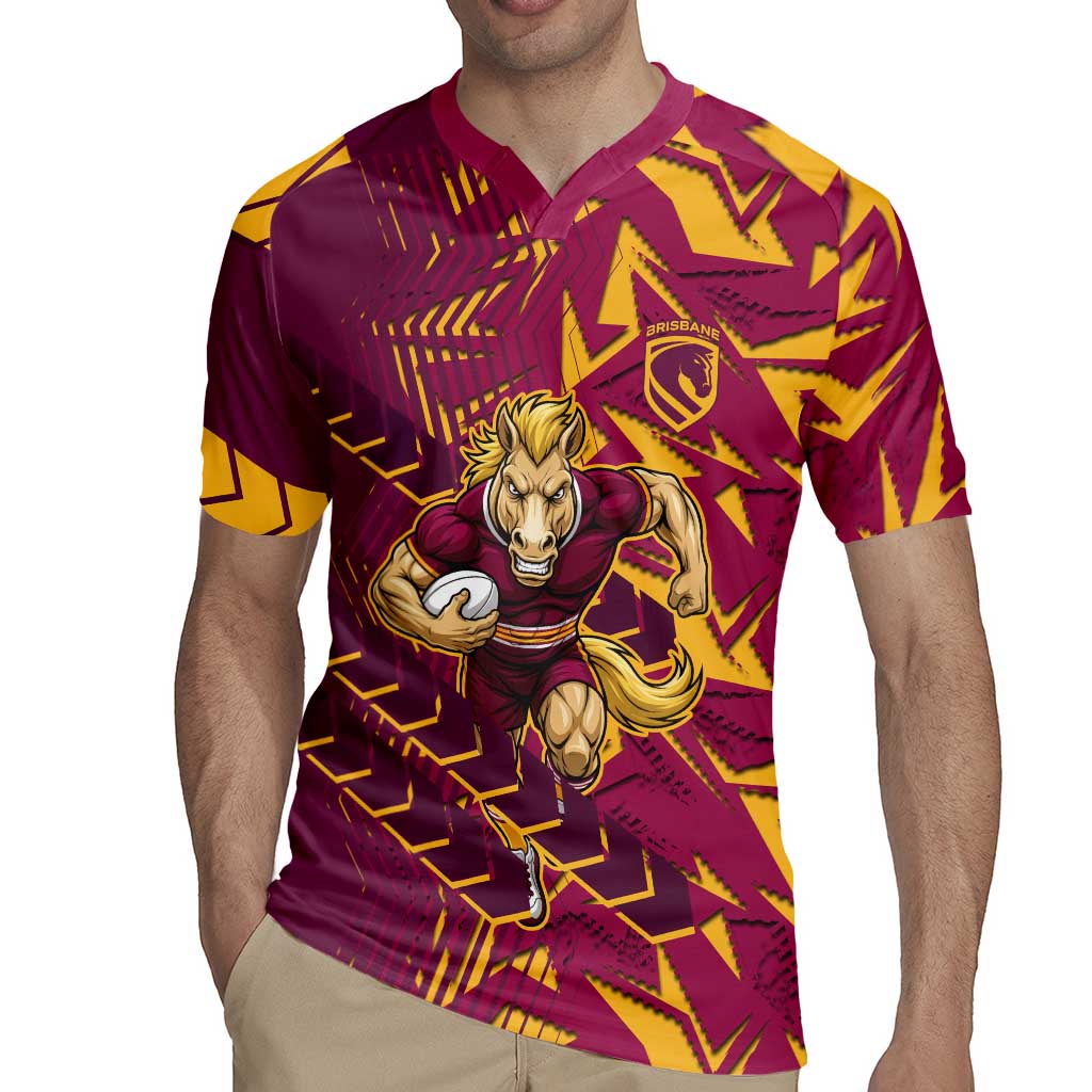 Brisbane Broncos Rugby Rugby Jersey Fierce Mascot Geometric Tribal Art