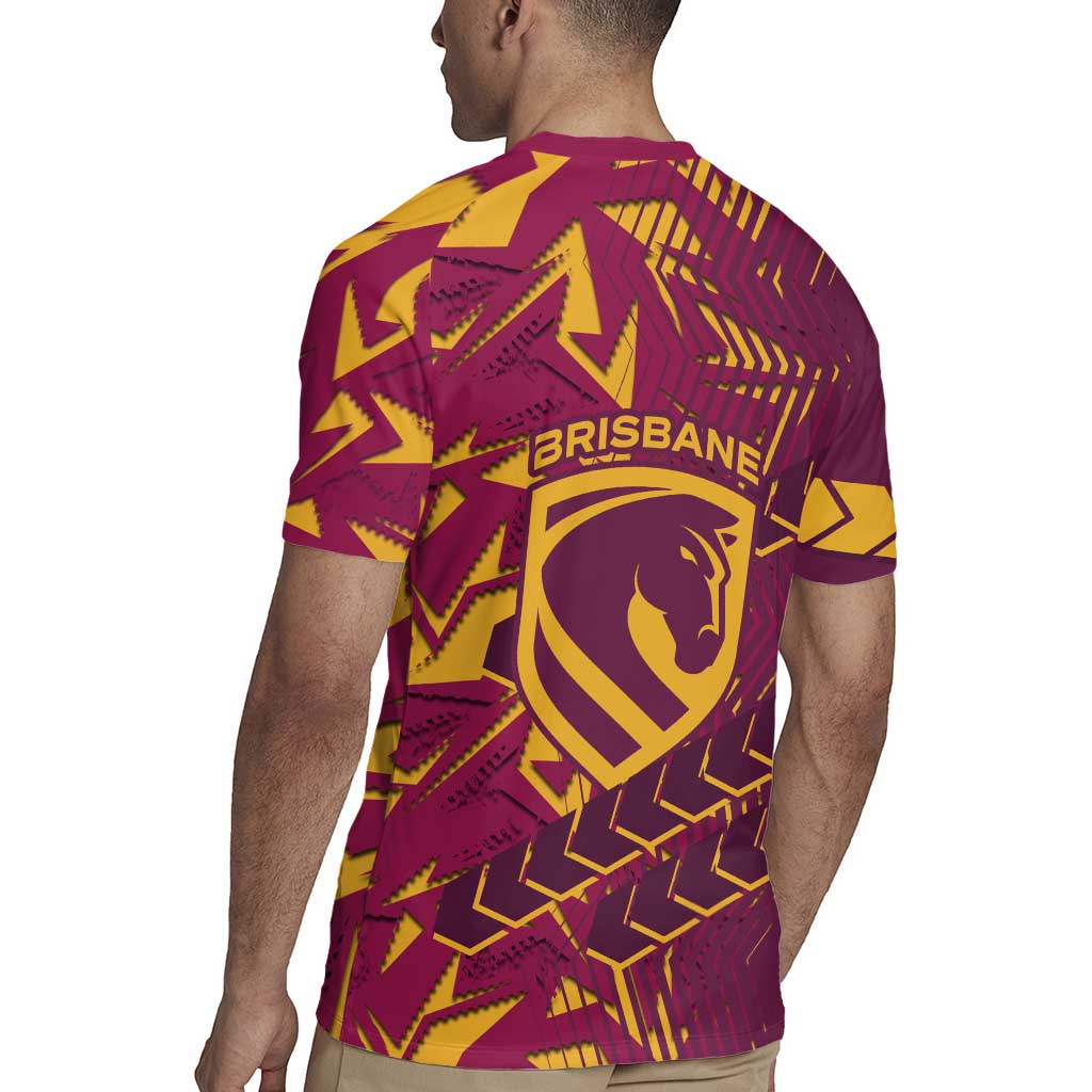Brisbane Broncos Rugby Rugby Jersey Fierce Mascot Geometric Tribal Art