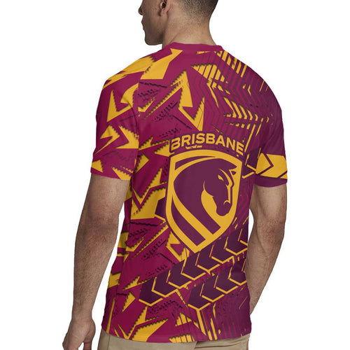 Brisbane Broncos Rugby Rugby Jersey Fierce Mascot Geometric Tribal Art