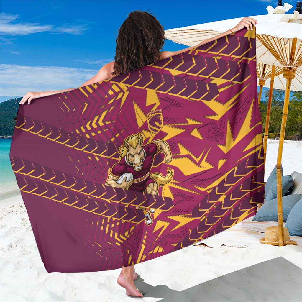 Brisbane Broncos Rugby Sarong Fierce Mascot Geometric Tribal Art
