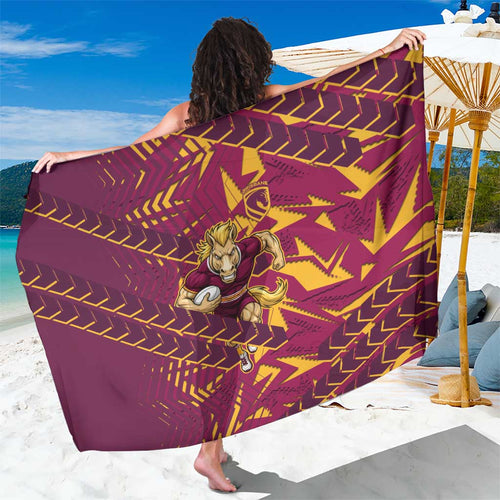 Brisbane Broncos Rugby Sarong Fierce Mascot Geometric Tribal Art