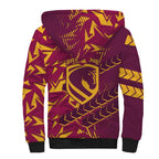 Brisbane Broncos Rugby Sherpa Hoodie Fierce Mascot Geometric Tribal Art