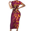 Brisbane Broncos Rugby Short Sleeve Bodycon Dress Fierce Mascot Geometric Tribal Art