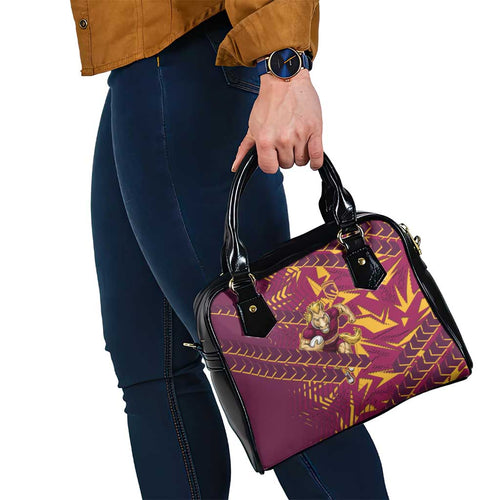 Brisbane Broncos Rugby Shoulder Handbag Fierce Mascot Geometric Tribal Art