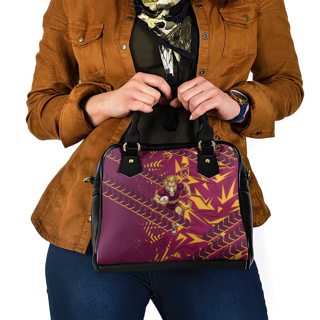 Brisbane Broncos Rugby Shoulder Handbag Fierce Mascot Geometric Tribal Art