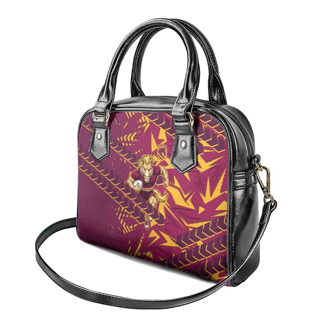 Brisbane Broncos Rugby Shoulder Handbag Fierce Mascot Geometric Tribal Art