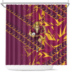 Brisbane Broncos Rugby Shower Curtain Fierce Mascot Geometric Tribal Art