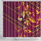 Brisbane Broncos Rugby Shower Curtain Fierce Mascot Geometric Tribal Art