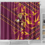 Brisbane Broncos Rugby Shower Curtain Fierce Mascot Geometric Tribal Art