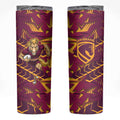 Brisbane Broncos Rugby Skinny Tumbler Fierce Mascot Geometric Tribal Art